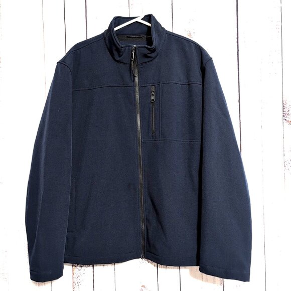 Calvin Klein Men's Soft Shell Jacket XXL Navy Blue Microfleece Lined Pockets VGC - Picture 1 of 14